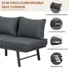 Close-up of a gray outdoor sofa with cushions, highlighting features like thickness and material. Produktbild-Vorschau