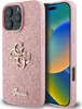 A pink glitter phone case with a gold Guess logo and the word 'Guess' in gold script is shown next to an iPhone. Náhled obrázku produktu