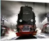 Bilder auf glas - Dampflokomotive Gleise Nebel - 100x70cm - Produktbild-Vorschau 1