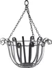 A black metal hanging basket with chains, isolated on a white background. Náhled obrázku produktu