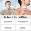 A collage showcasing a beauty device used by both a woman and a man, accompanied by text describing its benefits. Produktbild-Vorschau