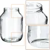 A clear glass jar with a white lid, shown from the front and with close-up insets of the top and bottom. Podgląd zdjęcia produktu