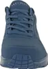 A close-up, front-facing view of a blue Skechers sneaker. Voir les images du produit