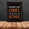 Mann mit Grill sucht Frau mit Kohle Metallschild XXL Schild Produktbild-Vorschau 4