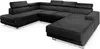 A large black sectional sofa with a chaise lounge is displayed against a white background. Produktbild-Vorschau