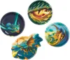 A collage of four round and irregularly shaped plates, each featuring a different dragon illustration. Produktbild-Vorschau