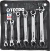 A set of TECPO open-end wrenches laid out in a black fabric holder. Produktbild-Vorschau