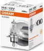 A product box for an OSRAM Classic H4 headlight bulb, showing the bulb and a car. Produktbild-Vorschau