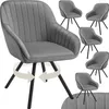A collage of gray velvet armchairs with black legs, showing different angles and multiple units. Produktbild-Vorschau