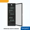 A black refrigerator with its door open, showing shelves stocked with bottles. Produktbild-Vorschau