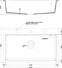 Technical drawing of a sink with dimensions and labels. Produktbild-Vorschau