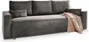 A gray sofa with a beige throw blanket draped over the armrest, presented on a white background. Produktbild-Vorschau