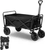 A black folding wagon is shown from a slightly elevated angle against a white background. A smaller, folded version of the wagon is visible in the bottom left corner. Produktbild-Vorschau