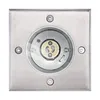 A close-up view of a square, stainless steel outdoor light fixture with a GU10 socket visible in the center. Náhled obrázku produktu