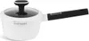 A white saucepan with a glass lid and a black handle is shown against a white background. Anteprima dell’immagine prodotto