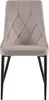 A front view of a beige dining chair with black metal legs. Produktbild-Vorschau