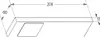 A technical drawing of a kitchen appliance, likely a range hood or similar under-cabinet lighting fixture, with dimensions indicated. Produktbild-Vorschau