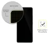 A close-up of a smartphone screen protector with a diagram showing its edge-to-edge coverage and a checkmark icon indicating a perfect fit. Produktbild-Vorschau