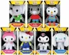 A collage of seven plush toys in individual display boxes, each featuring a different character. Produktbild-Vorschau