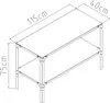 A line drawing of a two-tiered shelf unit with dimensions indicated. Voir les images du produit