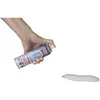A hand holding a spray can with a white foamy substance being sprayed onto a white surface. Produktbild-Vorschau