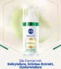 A NIVEA Cellular Luminous serum bottle is displayed against a light green and white background with decorative gold lines. Anteprima dell’immagine prodotto