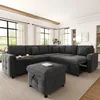 Merax L-Form 7-Sitzer Ecksofa Mit Schlaffunktion, Produktbild-Vorschau 2