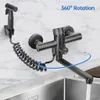Küchenarmatur, Wandmontage, 360° drehbar, mit Brause, 3 Produktbild-Vorschau 2