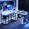 Tavolo da gioco ZELURXX a forma di L con illuminazione LED Anteprima dell’immagine prodotto 4