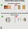 The image shows two sections, each with a green checkmark and a red cross, illustrating material choices for a product. The top section compares wood types, and the bottom section shows mirrors. Anteprima dell’immagine prodotto