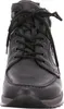A close-up front view of a black leather hiking boot. Anteprima dell’immagine prodotto