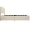 Minimalistisches Polsterbett mit LED-Licht, 2 Schubladen & Produktbild-Vorschau 17