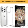 A product image showing a clear phone case and a screen protector package. Produktbild-Vorschau