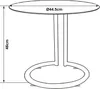 A line drawing of a round side table with dimensions indicated. Anteprima dell’immagine prodotto