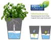 Diagrams and text explaining the self-watering feature of a plant pot. Náhled obrázku produktu