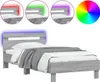 vidaXL Bettgestell mit Kopfteil und LED-Leuchten Grau Produktbild-Vorschau 1