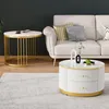 Merax 2-teiliges Couchtisch-Set Weiß in Nestform, runde Produktbild-Vorschau 4