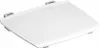 A white folding shower seat with gray mounting brackets. Produktbild-Vorschau