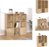 A collage of images showing a wooden cube shelf unit from different angles and with some doors open. Náhled obrázku produktu