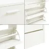 A collage of four close-up images showing different angles and details of a white shoe cabinet. Anteprima dell’immagine prodotto