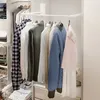 Clothes hanging on a rack inside a closet. Produktbild-Vorschau