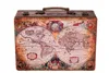 A vintage-style suitcase decorated with an old world map. Produktbild-Vorschau