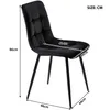 A black dining chair with measurement labels indicating its dimensions. Náhled obrázku produktu