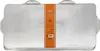 A clear glass baking dish with an orange label. Produktbild-Vorschau