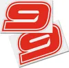 Startnummer Aufkleber 2er Set, Schrift Brünn, # 9, rot Produktbild-Vorschau 1