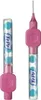Two interdental brushes are shown side-by-side against a white background. One is closed, with the brush head inside the handle, and the other is open, with the brush head exposed. Podgląd zdjęcia produktu