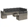 Möbel 11-tlg. Garten-Sofagarnitur mit Kissen Grau Poly Produktbild-Vorschau 2