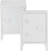 Two white nightstands are shown side-by-side against a white background. Voir les images du produit