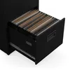 A black filing cabinet with one drawer pulled out, filled with hanging files. Anteprima dell’immagine prodotto