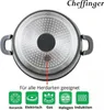 The underside of a pot with icons indicating compatibility with different stovetops. Produktbild-Vorschau